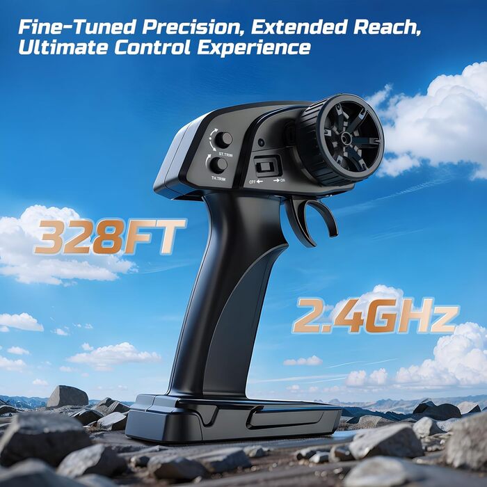 Радіокерований позашляховик DEERC 9309E 1:16 4WD 40 км/год, електричний монстр-трак для дорослих та дітей, водонепроникний, з 2 акумуляторами