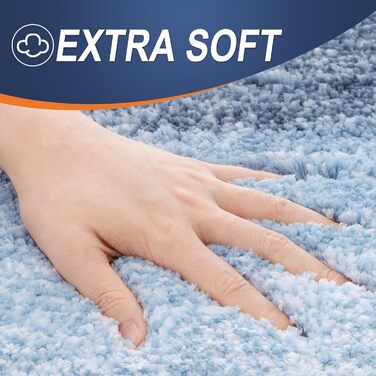 Набір килимків для ванної кімнати OLANLY: м'який, вбираючий, з мікрофібри, U-подібний килимок для унітазу, пухнастий, 3 шт., блакитний (76,2 x 50,8 см + 61 x 40,6 см + 61 x 50,8 см)