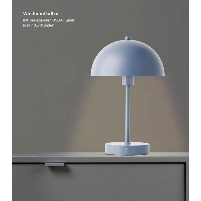 LED настільна лампа Mokebo® 'Leuchtturm' – бездротова, диммерна, з USB-C, ретро, металева, тепле світло, тауп (сіро-бежевий)