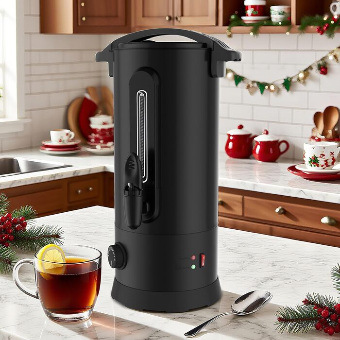 Глювайнер Cecaylie 10L: Електричний диспенсер для глінтвейну з нержавіючої сталі, з термостатом, краном та індикатором рівня, чорний
