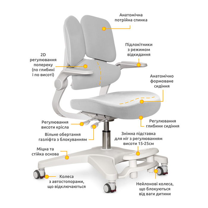 Дитяче крісло Mealux Trident Grey (арт.Y-617 G)