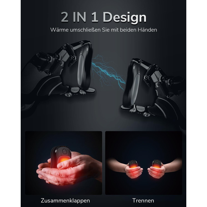 Електричний грієчка для рук, перезаряджуваний, USB, набір 2 шт. (сірий)