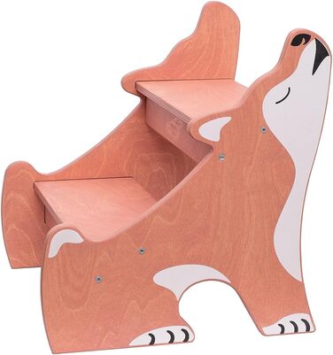 Дитячий тритухольдер Wild Kids з дерева, 2 сходинки, для ванної кімнати, у стилі Монтессорі (світло-рожевий)