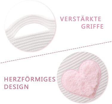 Великий кошик з бавовняного шнура, плетений кошик для іграшок, білизни та ковдр, організатор, круглий кошик для подарунків з ручками для дитячої кімнати, 45x43 см, Рожевий