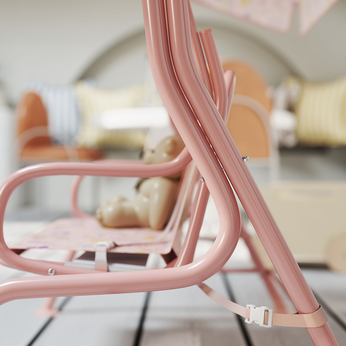 Дитяча гойдалка-качель 'Голлівуд', сталевий каркас, на 2 місця, вантажопідйомність 60 кг, рожева