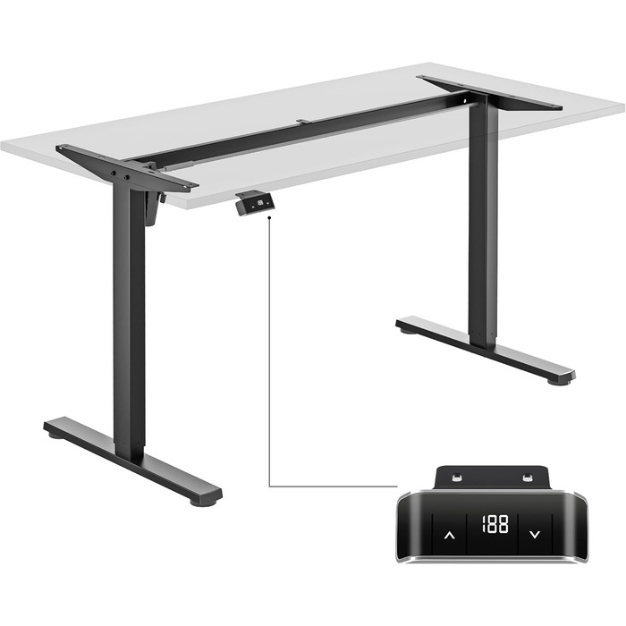 Електричний регульований стіл ONKRON WDF221E-B: чорне металеве підстав'я, для стільниць 120-170 см, до 70 кг