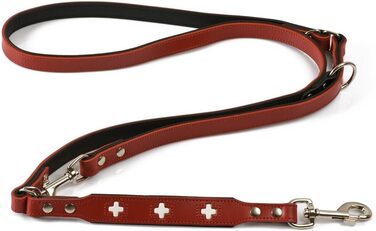 Швейцарський регульований повідець HUNTER для собак, Шкіряний, високоякісний, Швейцарський хрест, 1,3 х 200 см, червоний, Червоний / Чорний