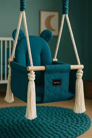 Дитяча гойдалка для дому та вулиці Bär Light Velvet | Гойдалка для малюків з м'яким сидінням