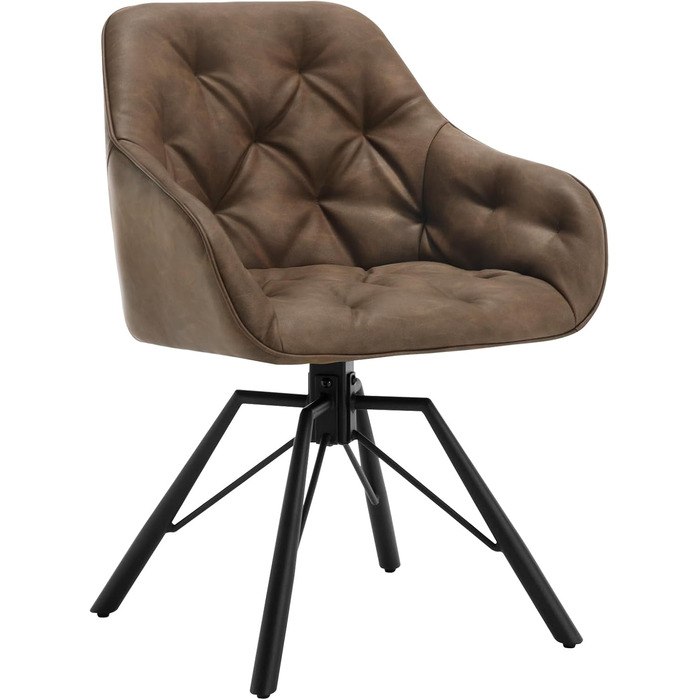 Крісло для їдальні WOLTU EZS61br-1, коричневе, з підлокітниками, на металевих ніжках, обтягнуте штучною шкірою, для кухні, вітальні, їдальні