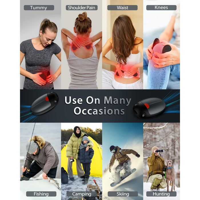 Електричні грілки для рук VTHW 2 шт. - перезаряджувані, USB, 20 годин тепла, 3 рівні температури, для спорту та артриту (Сірий)