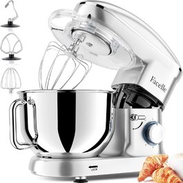 Кухонна машина Facelle 1500W з нержавіючою чашею 6.2 л, 6 швидкостей, міксер для тіста, планетарний міксер