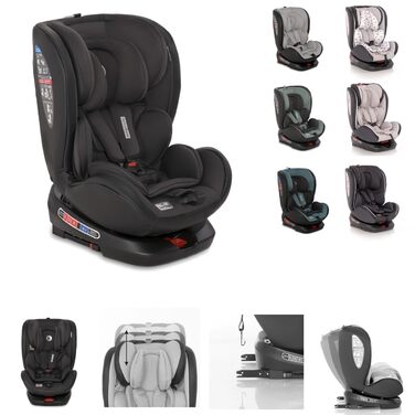 Автокрісло Lorelli Nebula, зростаюче автокрісло з Isofix - група 0/1/2/3 (0-36 кг), дитяче крісло, регульований підголівник у 8 положеннях, поворот на 360 градусів, 5-точковий ремінь безпеки, чорний чорний