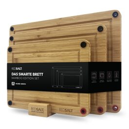 Набір дерев'яних обробних дощок REDSALT® з бамбука (3 шт.) | Антибактеріальні, з глибокою канавкою для соку, розміри 38x26, 32x22, 26x18 см | Сертифіковані FSC, преміум-якість