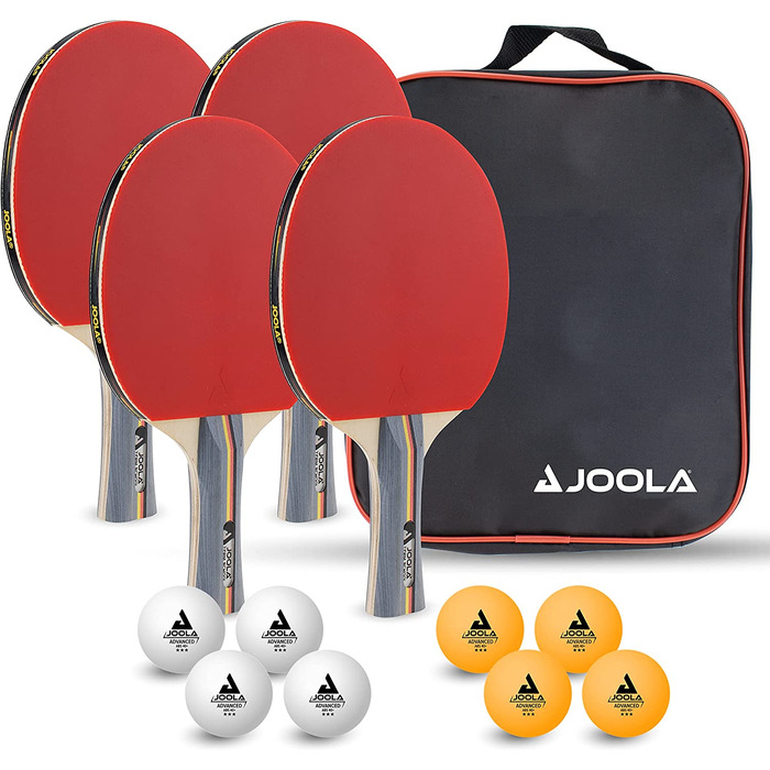 Набір для настільного тенісу JOOLA Duo PRO 2 ракетки для настільного тенісу 3 м'ячі для настільного тенісу чохол для настільного тенісу, Червоний/Чорний, 6 предметів і комплект для настільного тенісу для дорослих унісекс - 54825 комплект для тенісу, Різно