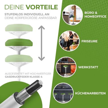 Офісний стілець SMART-Sitzen з ефектом свингу, регульована висота, зелений | Ергономічний стілець для дому та офісу