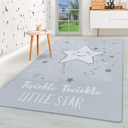 Дитячий килим з коротким ворсом Baby Star Design Дитяча кімната Ігрова кімната 8 мм Висота ворсу Високо оброблений м'який прямокутний хлопчик з можливістю прання, Колір сірий, Розмір 100x150 см 100x150 см Сірий