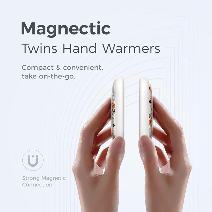 Електричні грілки для рук OCOOPA 2 шт. з магнітною застібкою, 5000mAh, 3 режими нагріву, компактні, для рукавичок, сумки, зимові аксесуари, подарунки для чоловіків та жінок, фіолетовий/білий