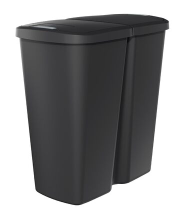 Відро для сміття Spetebo Duo 45 л - чорне - пластикове - 2 отвори для кришки