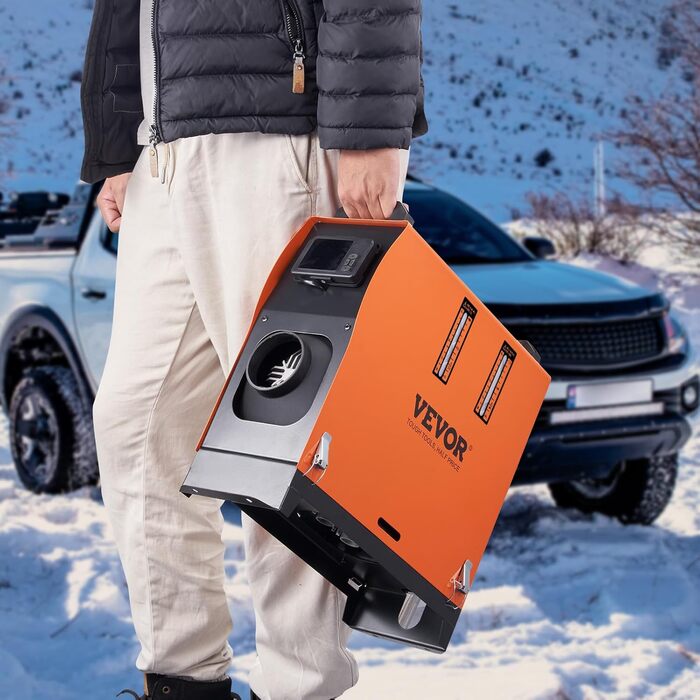 VEVOR дизельна повітряна опалювальна система 12V 5-8kW з LCD-дисплеєм, пультом дистанційного керування та Bluetooth-APP, 0.16–0.52 л/год