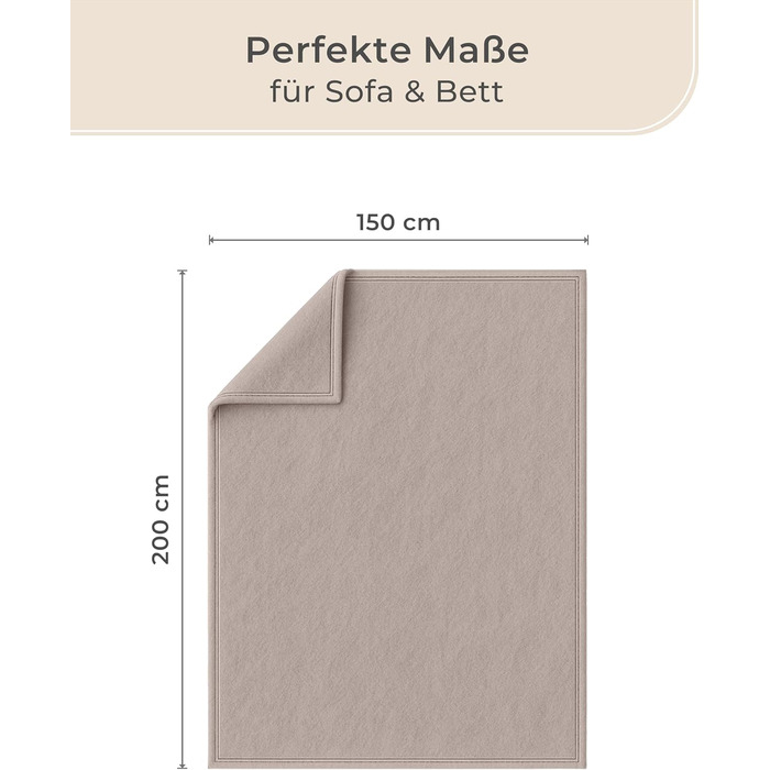Плед LAYENBURG Premium з бавовни 150x200 см, Oeko-Tex 100, бавовняний, м'який плед для дому, на диван, софу (Taupe)
