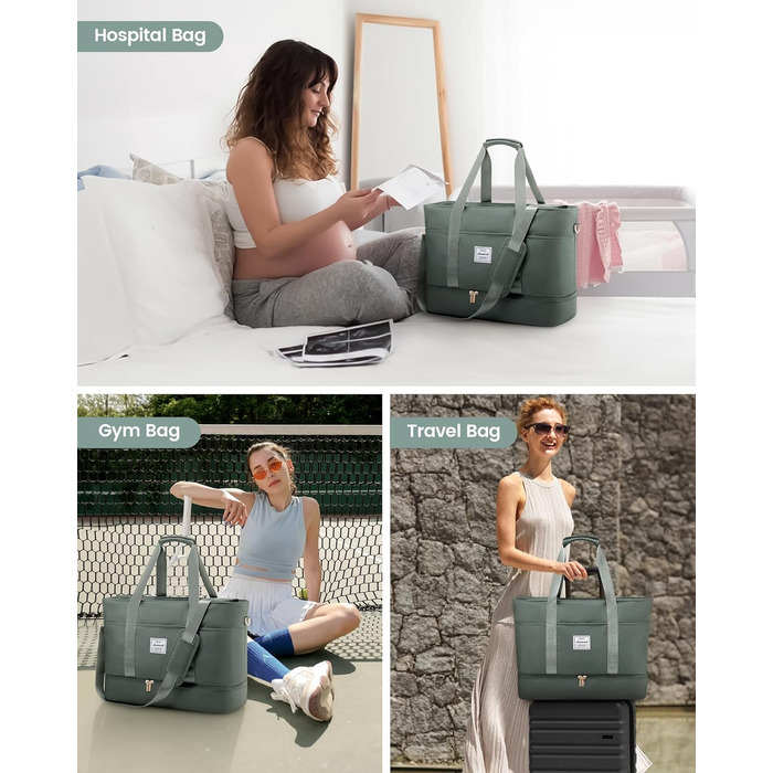 Сумка-мішок LOVEVOOK для жінок, 42L, водонепроникна, з відділенням для взуття, для подорожей, спортзалу, басейну, пологів, Ryanair