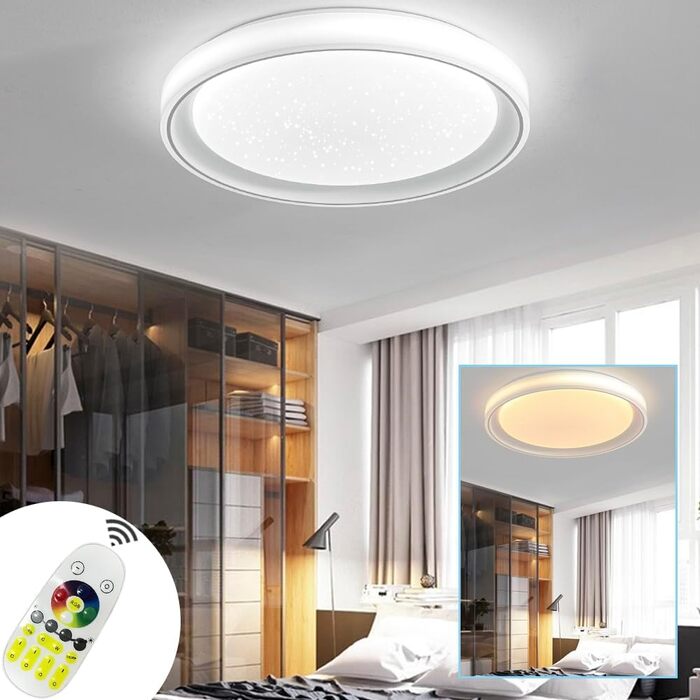Світлодіодна стельова лампа Dimmable Crystal Starlight стельова лампа енергозберігаюча лампа для передпокою вітальні спальні кухні офісу (тип A-60w Rgb), 72W