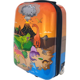 Дитяча валіза Karry Дитяча валіза Дорожня валіза Візок Тверда оболонка Ручна поклажа Хлопчики Світлодіодні колеса ковзанярів Динозавр