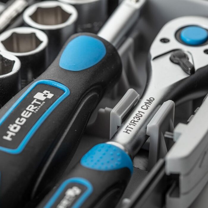 Набір інструментів Högert Technik 38 предметів: валіза з інструментами, тріскачковий набір, набір торцевих головок, біти 1/4