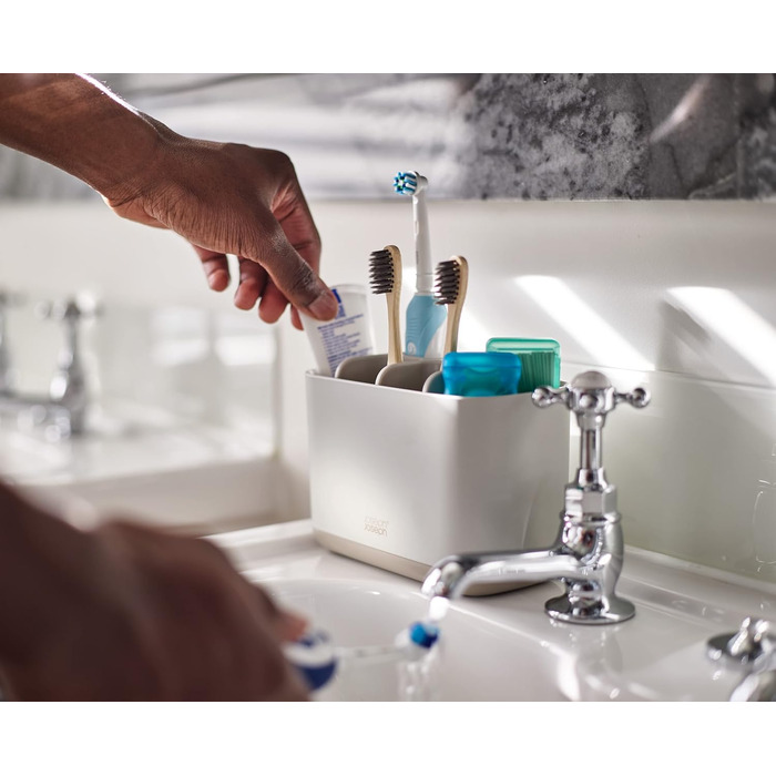 Набір для ванної кімнати Joseph Joseph Bathroom Beauties: миска, тримач для зубних щіток та дозатор мила, нержавіюча сталь, бежевий