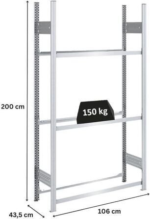 Стійка для шин PROREGAL PROEGAL - 200x106x43 см, 3 яруси, 150 кг навантаження, оцинкована, для гаража