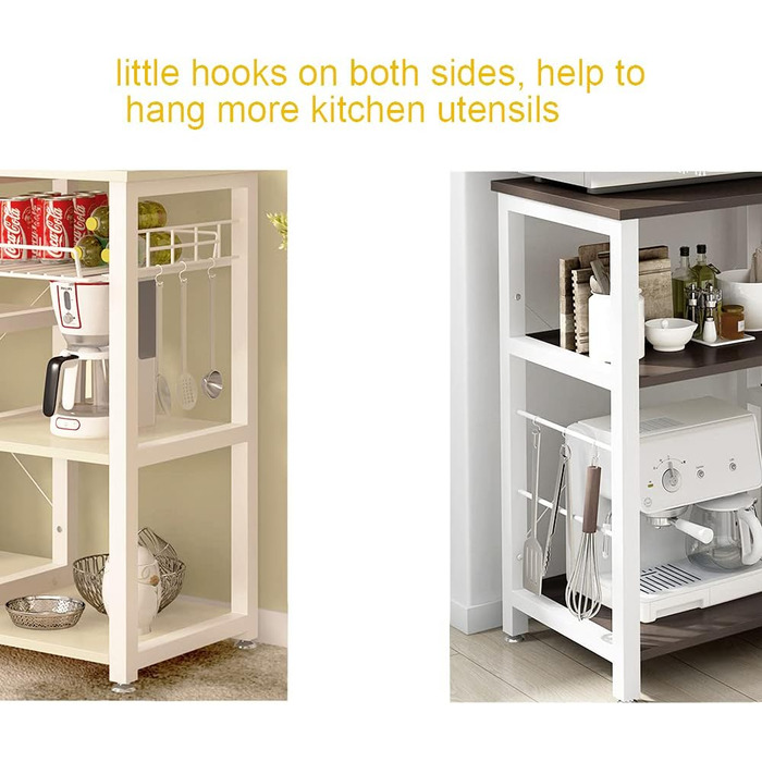 Стелаж кухонний Sogesfurniture W5S-BK-BH, 90x40x83 см, чорний & горіх (мікрохвильова піч, хліб)