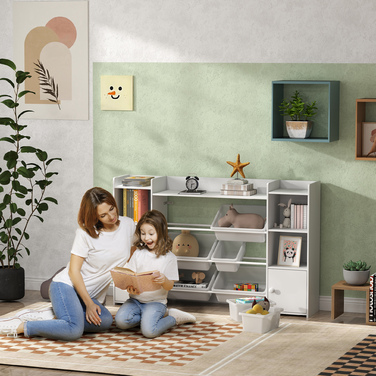 Організатор для дитячих речей, полиця для іграшок та книжок, для зручного прибирання, 8 висувних коробок, білий