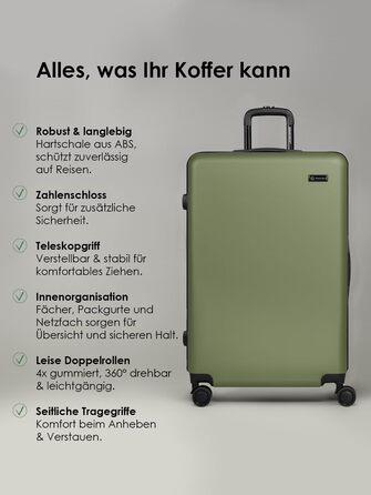 Набір валіз Smartbox Hartschalen 3-в-1 для жінок та чоловіків | Легкі та міцні валізи з ABS-пластику | 4 колеса та кодовий замок (Edition 05) (Оливковий, Набір валіз (3-в-1))