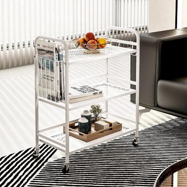 Металевий сервісний візок HDANI з 3 рівнями, на коліщатках, 48x30x75 см, для кухні, бару, ванної кімнати