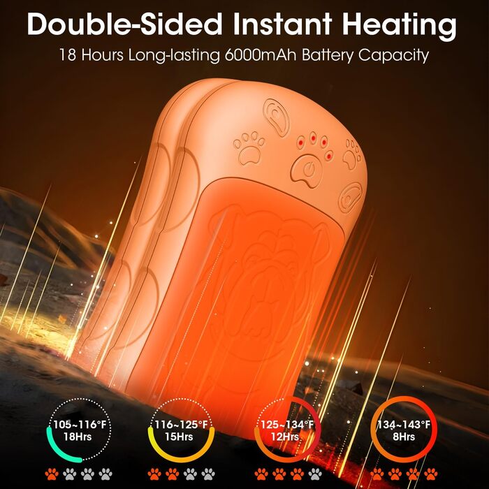 Електричні грілки для рук, 2 шт., 6000 мАг, акумулятор, багаторазові, зарядні, ідеальні для спорту на відкритому повітрі, полювання, гольфу, кемпінгу, теплий подарунок для жінок, чоловіків, дітей (Помаранчевий)
