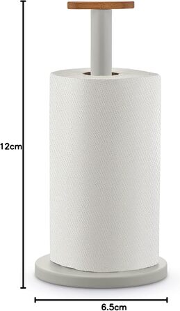 Тримач для паперових рушників Alessi Mattina BG05 R, сталь з епоксидним покриттям та бамбукова ручка, теплий сірий