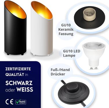 LED прожектор для підсвічування (2 шт) білий 6W, підлоговий світильник для непрямого освітлення в вітальню, настільна лампа GU10 230V, тепле світло 2700K (Чорний)