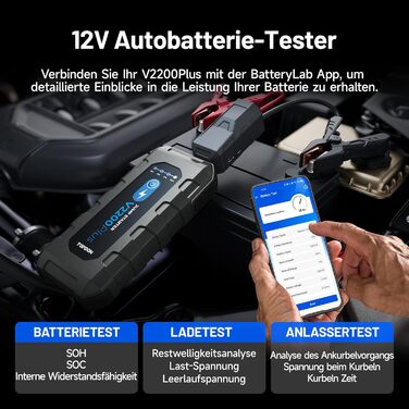 TOPDON JS3000 Powerbank для запуску двигуна, 12V, 24000mAh, 2200A, для бензинових (9.0L) та дизельних (7.0L) двигунів, з EVA-чохлом