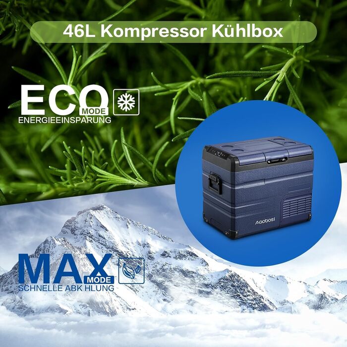 Автохолодильник AAOBOSI 72L з Wi-Fi, USB, 12/24/240V, до -20°C для авто, кемпінгу та подорожей