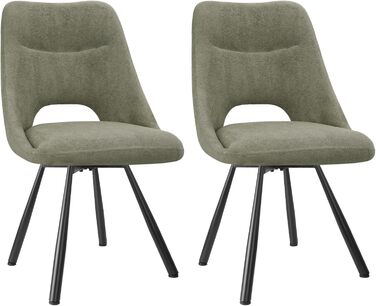 Набір обідніх стільців, 180° обертання, кухонний стілець, стільці для туалетного столика з імітацією бавовни-кашеміру, сучасний м'який стілець для вітальні з металевими ніжками (2 не обертаються, сіро-зелений)