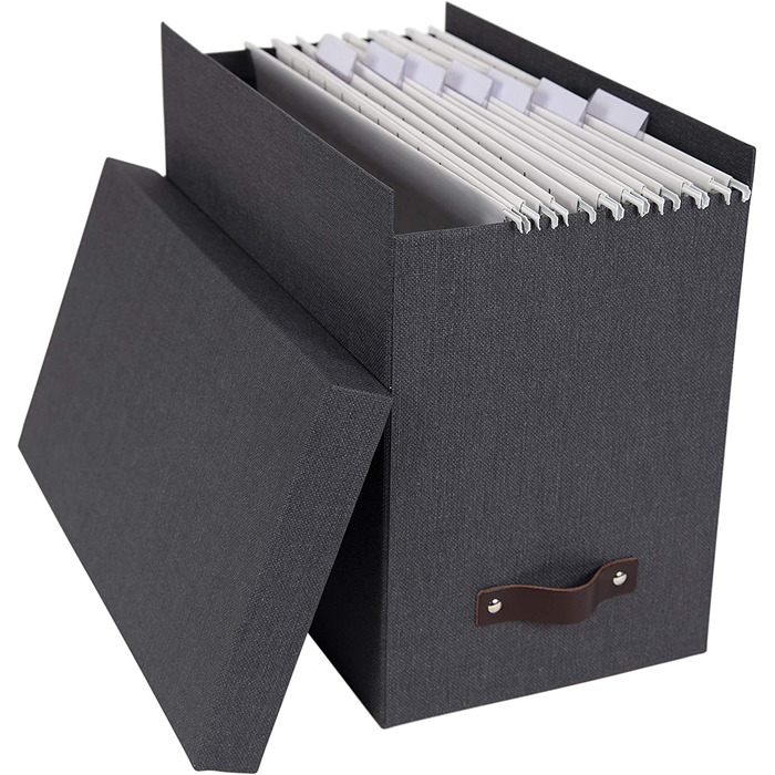 Йохан підвісна коробка для зберігання з кришкою-стильна архівна коробка, в яку входять 8 степлерів-підвісна коробка для зберігання папок з ДВП і паперу (чорний)