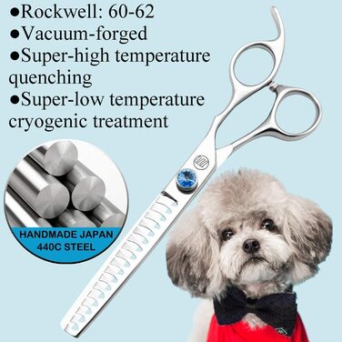 Ножиці для стрижки собак Moontay професійні ножиці для стрижки собак ножиці для филировки Ножиці для подрібнення 7 дюймів ножиці з японської нержавіючої сталі 440C Ножиці для стрижки собак срібні. 17,8 см (17,8 см)