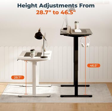 Регульований стіл для стоячи та сидячи, електричний, 140x61 см, чорний, для дому та офісу