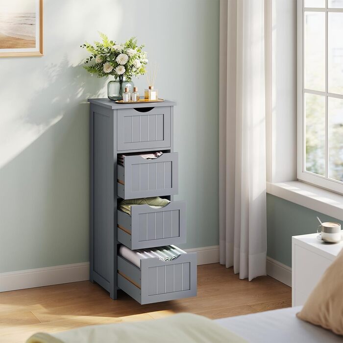 Шафка для ванної кімнати WOLTU, вузька, з 3 висувними ящиками, 32 x 30 x 81 см, для ванної, вітальні, спальні, кухні, сучасний дизайн, білий колір, BZS123ws