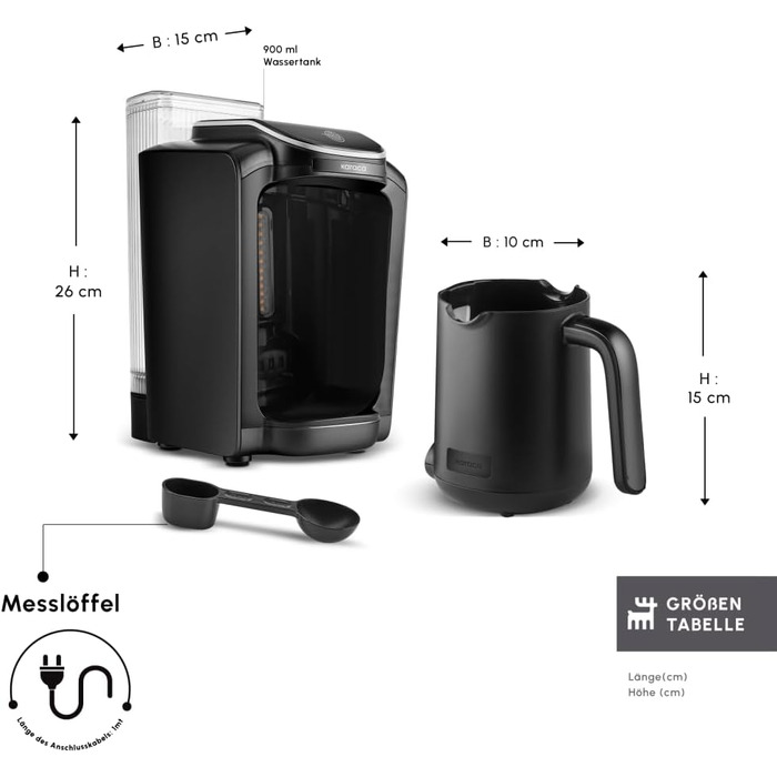 Карача Hatır Aqua: Автоматична турка для приготування кави, чорна