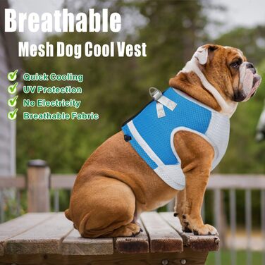 Долаховий собачий охолоджуваний, дихаючий охолоджуючий куртка для собак Регульований оммер Пальто для собак Світловідбиваючий одяг для яєць з регульованими ременями для великих середніх малих собак (L, синій)