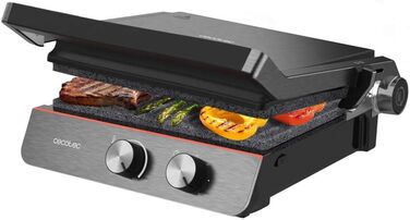 Електричний гриль Cecotec Rock'nGrill Blaze Neon – 2200 Вт, регулювання до 180°, знімні пластини, велика поверхня 29x23 см