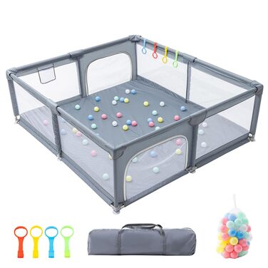 Дитячий манеж GLOKID 150x180 см з безпечним огородженням та м'якими кутами, з сіткою та іграшками (XWL 1820)