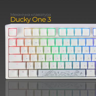 Механічна клавіатура Ducky One 3 TKL Cherry MX Blue RGB White UA