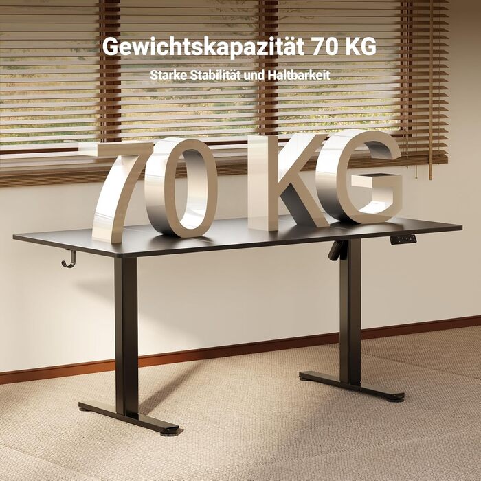 Регульований стіл Claiks 120x60 см, електричний, з пам'яттю, з гачками | Стіл для стоячи та сидячи